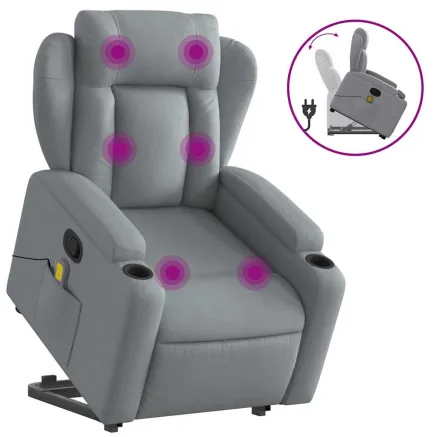 Fauteuil de massage inclinable Gris clair Tissu 2
