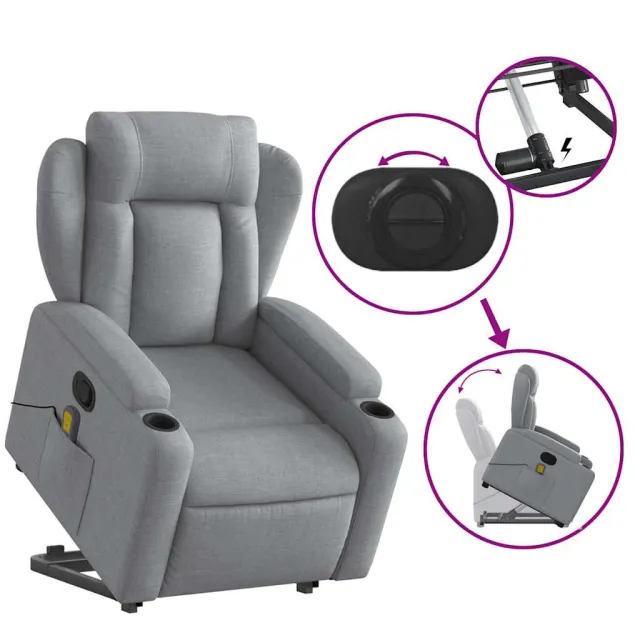 Fauteuil de massage inclinable Gris clair Tissu