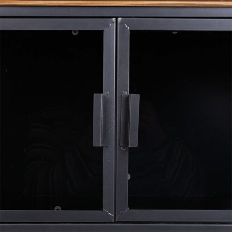 Meuble d'Appoint Alexandra House Living Marron Noir Gris verre Fer Boi