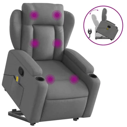 Fauteuil de massage inclinable Gris foncé Tissu 2