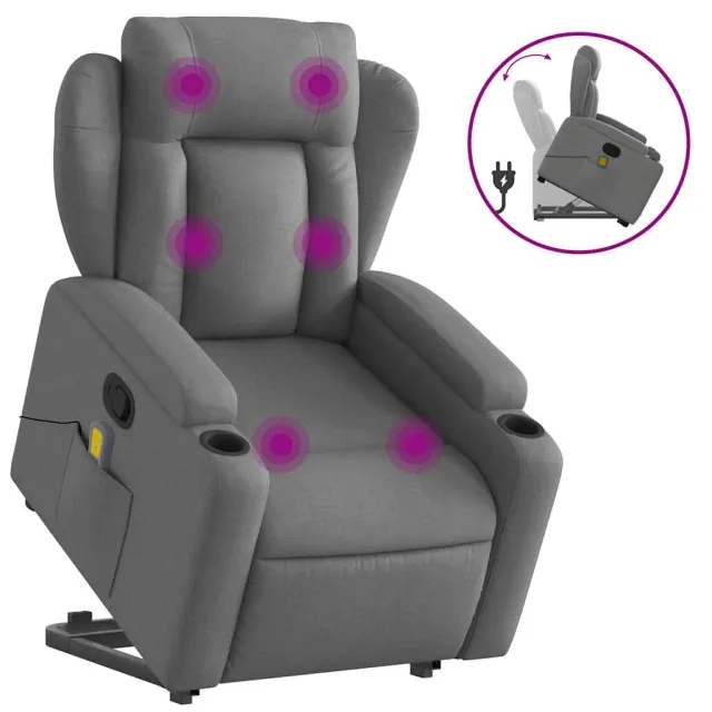 Fauteuil de massage inclinable Gris foncé Tissu