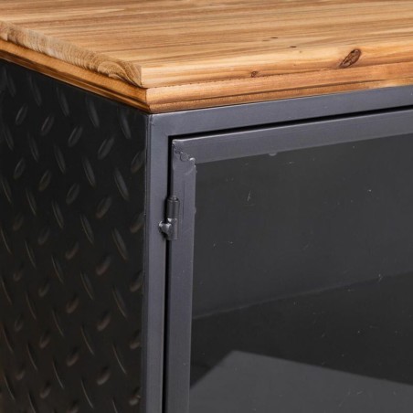 Mueble Auxiliar Alexandra House Living Marrón Negro Gris Vidrio Hierr
