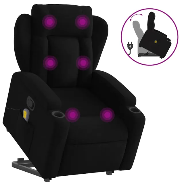 Fauteuil de massage inclinable Noir Tissu