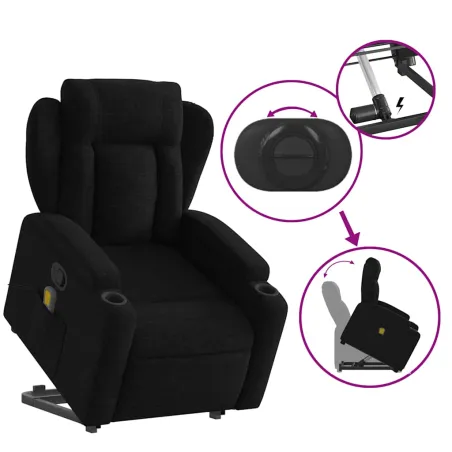 Fauteuil de massage inclinable Noir Tissu