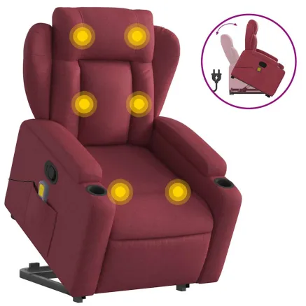 Fauteuil inclinable de massage Rouge bordeaux Tissu 2