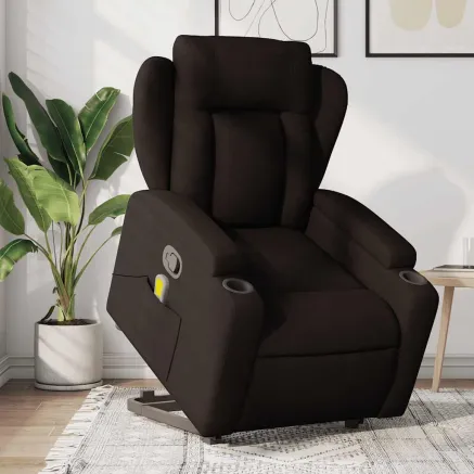 Fauteuil inclinable de massage Marron foncé Tissu