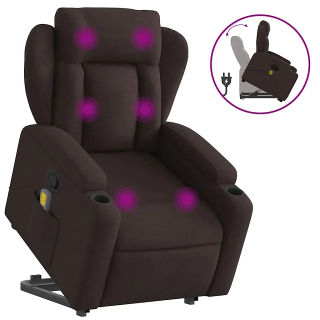 Fauteuil inclinable de massage Marron foncé Tissu
