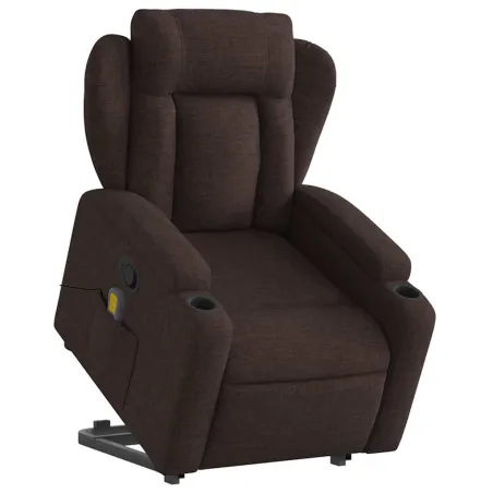 Fauteuil inclinable de massage Marron foncé Tissu