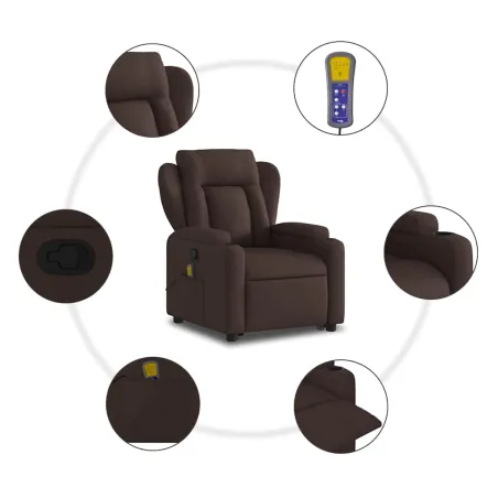 Fauteuil inclinable de massage Marron foncé Tissu