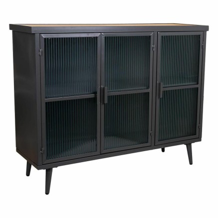 Dientafel Alexandra House Living Bruin Zwart Grijs Glas Ijzer Sparrenh
