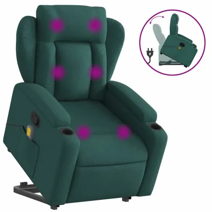 Fauteuil inclinable de massage Vert foncé Tissu 2