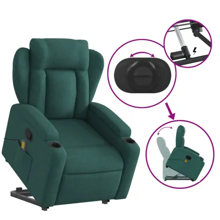 Fauteuil inclinable de massage Vert foncé Tissu