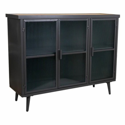 Buffet Alexandra House Living Marron Noir Gris verre Fer Bois d'épic 2