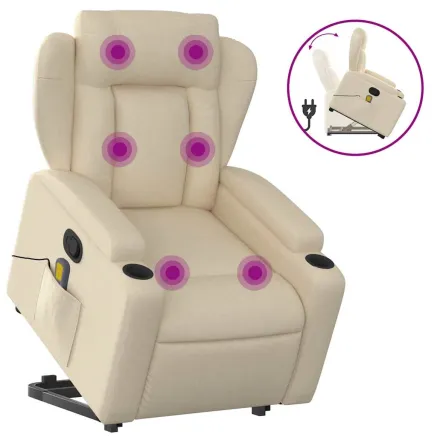 Fauteuil inclinable de massage Crème Tissu 2