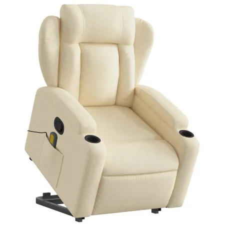 Fauteuil inclinable de massage Crème Tissu
