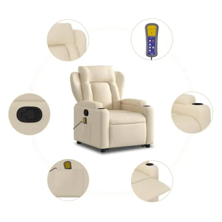 Fauteuil inclinable de massage Crème Tissu