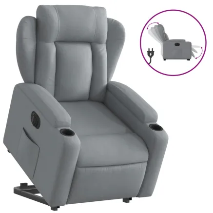 Fauteuil inclinable électrique gris clair tissu 2