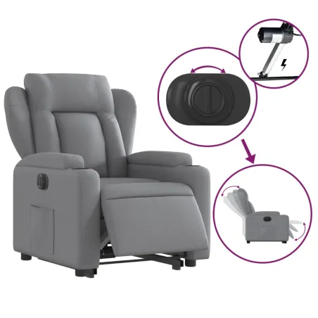 Fauteuil inclinable électrique gris clair tissu