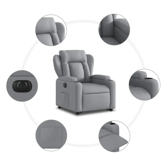 Fauteuil inclinable électrique gris clair tissu