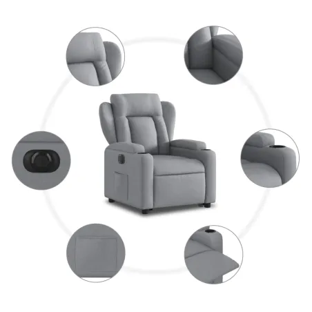 Fauteuil inclinable électrique gris clair tissu
