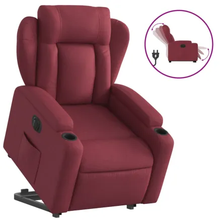 Fauteuil inclinable électrique rouge bordeaux tissu 2