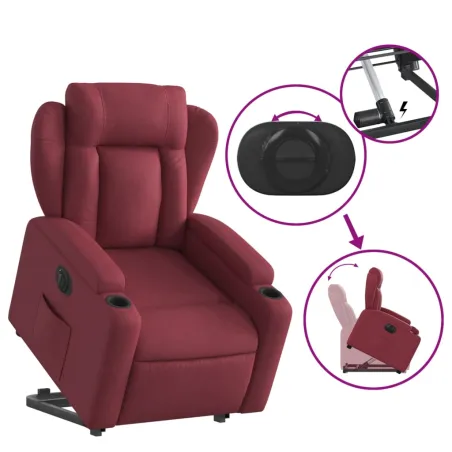 Fauteuil inclinable électrique rouge bordeaux tissu