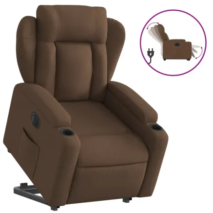 Fauteuil inclinable électrique marron tissu 2