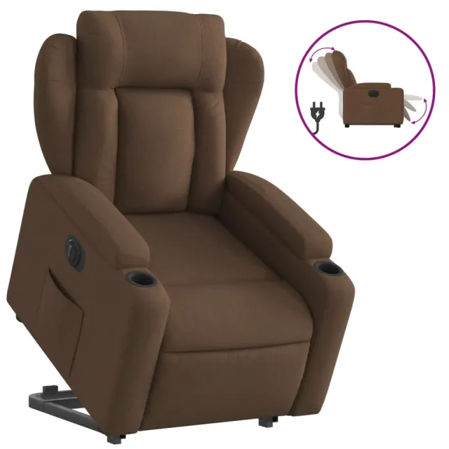 Fauteuil inclinable électrique marron tissu