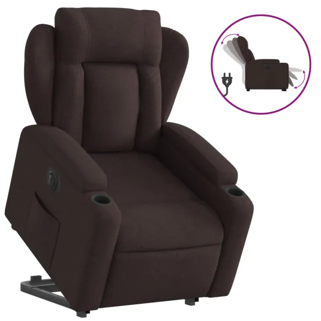 Fauteuil inclinable électrique marron foncé tissu