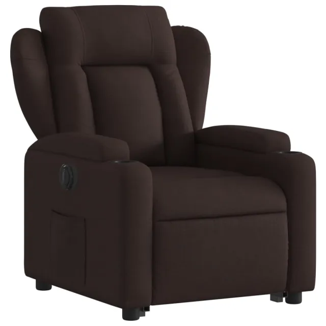 Fauteuil inclinable électrique marron foncé tissu