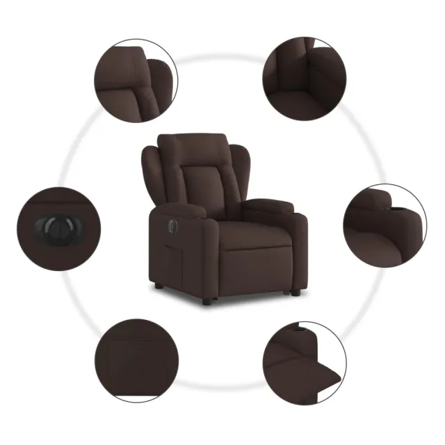 Fauteuil inclinable électrique marron foncé tissu