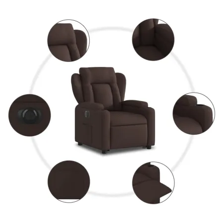 Fauteuil inclinable électrique marron foncé tissu