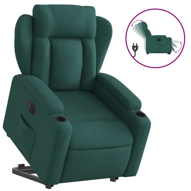 Fauteuil inclinable électrique vert foncé tissu