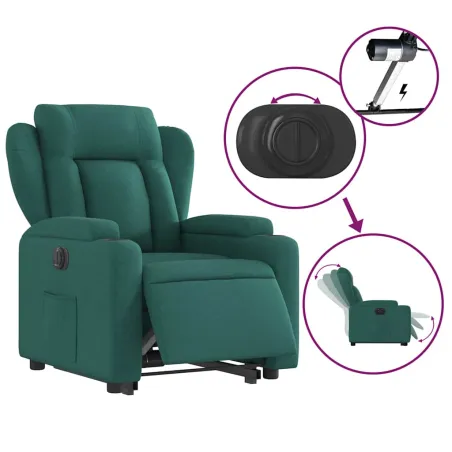 Fauteuil inclinable électrique vert foncé tissu