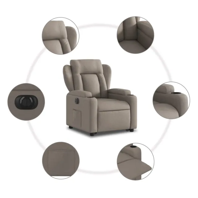 Fauteuil inclinable électrique taupe tissu