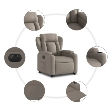 Fauteuil inclinable électrique taupe tissu
