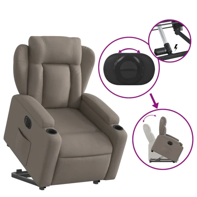 Fauteuil inclinable électrique taupe tissu