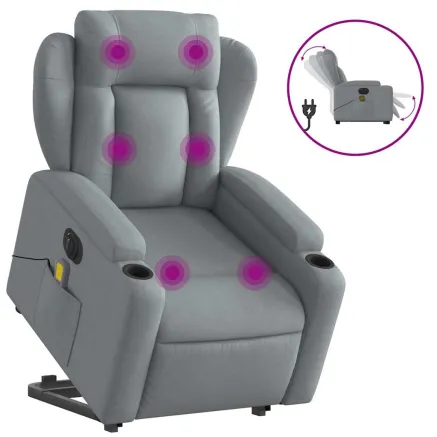 Fauteuil inclinable de massage électrique Gris clair Tissu 2