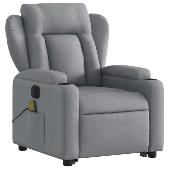 Fauteuil inclinable de massage électrique Gris clair Tissu