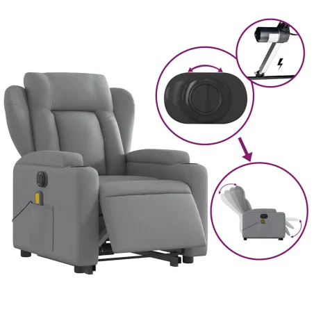 Fauteuil inclinable de massage électrique Gris clair Tissu