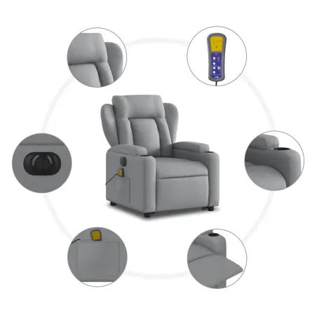 Fauteuil inclinable de massage électrique Gris clair Tissu
