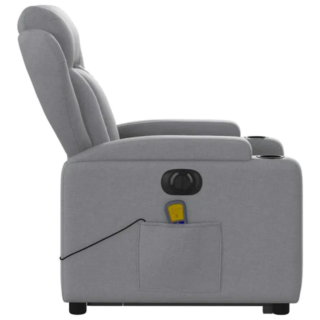 Fauteuil inclinable de massage électrique Gris clair Tissu