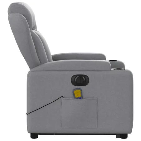 Fauteuil inclinable de massage électrique Gris clair Tissu