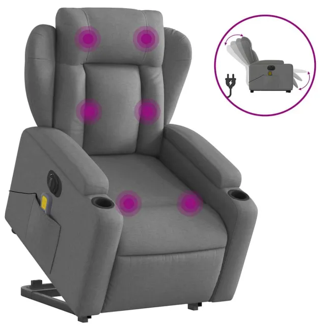 Fauteuil inclinable de massage électrique Gris foncé Tissu