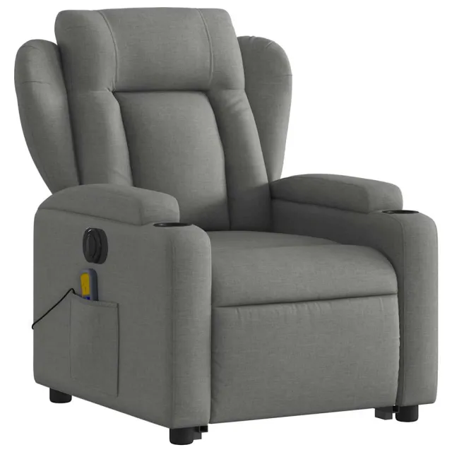 Fauteuil inclinable de massage électrique Gris foncé Tissu