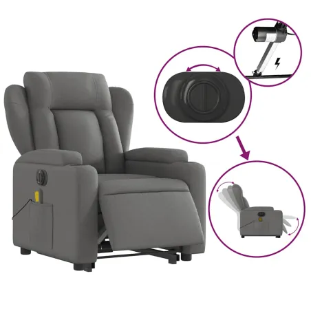 Fauteuil inclinable de massage électrique Gris foncé Tissu