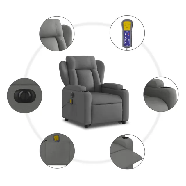 Fauteuil inclinable de massage électrique Gris foncé Tissu