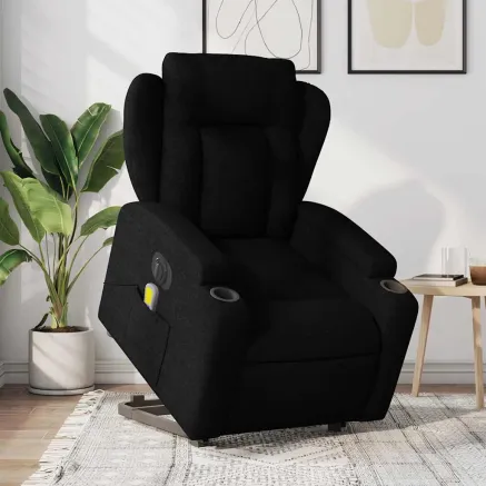 Fauteuil inclinable de massage électrique Noir Tissu