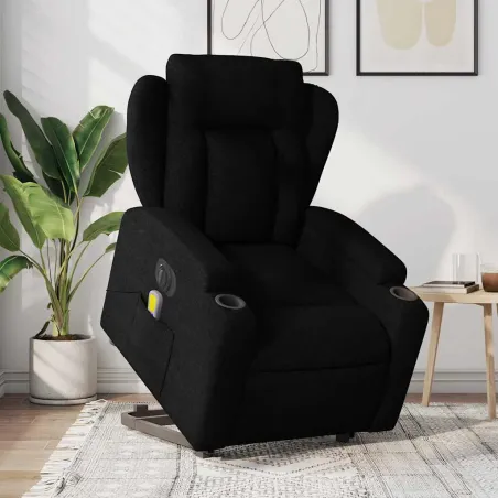 Fauteuil inclinable de massage électrique Noir Tissu