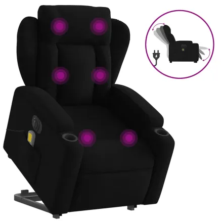 Fauteuil inclinable de massage électrique Noir Tissu 2